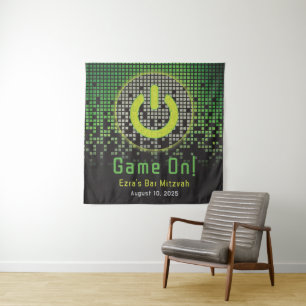 Tapete De Parede Bar Mitzvah do jogador de videogame preto verde