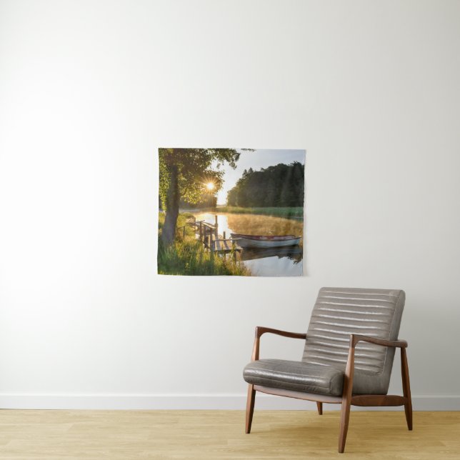 Tapete De Parede Barco a remos amarrado no lago (In Situ (Horizontal))