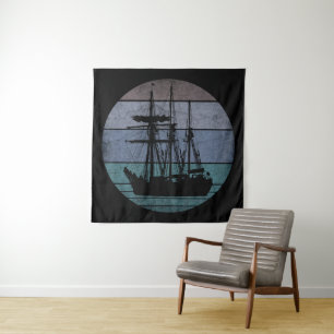 TAPETE DE PAREDE BARCO DE PESCA VINTAGE NA MODA