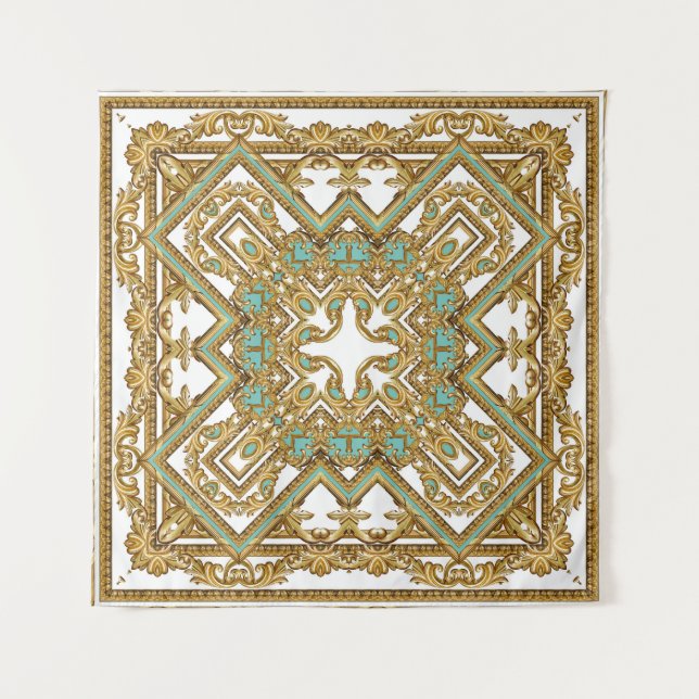Tapete De Parede Barroco ouro elegante, design ornamental. (Frente)