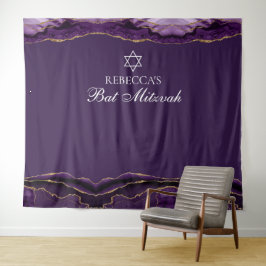 Tapete De Parede Bat Mitzvah Party Purple Dourado Booth