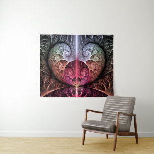 Tapete De Parede Batimento cardíaco, arte fractal surrealista abstr