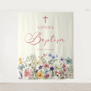 Tapete De Parede Batismo Floral Elegante de Flor Selvagem