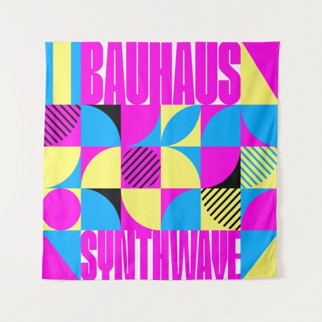 Tapete De Parede Bauhaus Synthwave #1 (fuchsia/magenta-azul) (Frente)