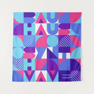 Tapete De Parede Bauhaus Synthwave #3 (azul-rosa) — abstrato poster