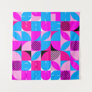 Tapete De Parede Bauhaus Synthwave #3 poster (azul-rosa)