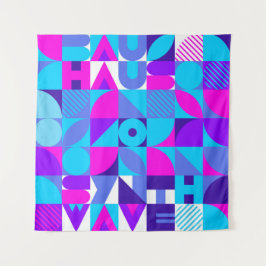 Tapete De Parede Bauhaus Synthwave #4 (azul-rosa) — abstrato poster