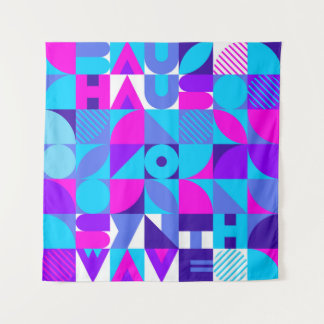 Tapete De Parede Bauhaus Synthwave #4 (azul-rosa) — abstrato poster