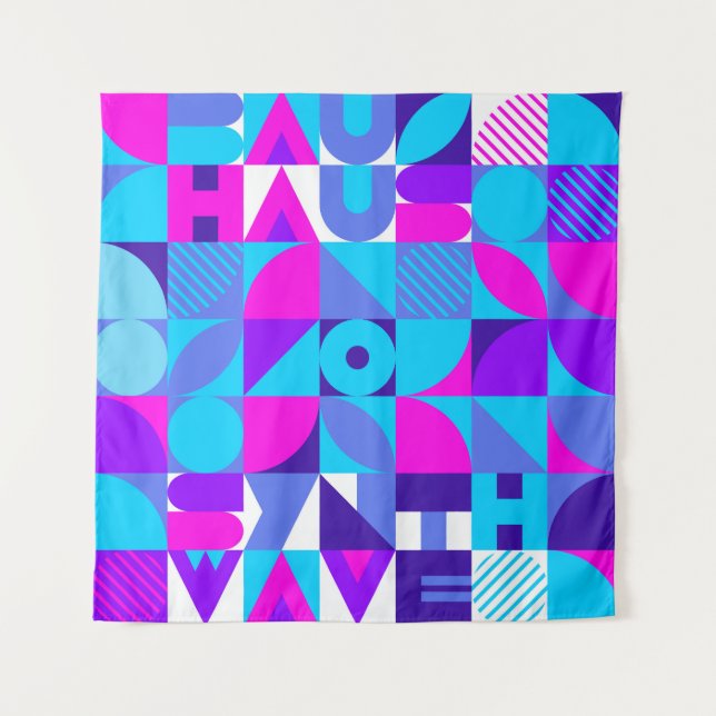 Tapete De Parede Bauhaus Synthwave #4 (azul-rosa) — abstrato poster (Frente)