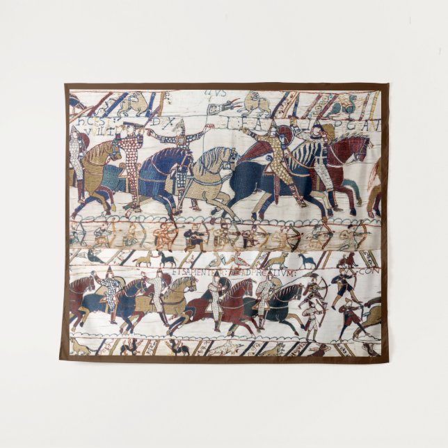 TAPETE DE PAREDE BAYEUX TAPESTRY 1066 KNIGHTS E ARQUIVOS NORMANOS (Frente (Horizontal))