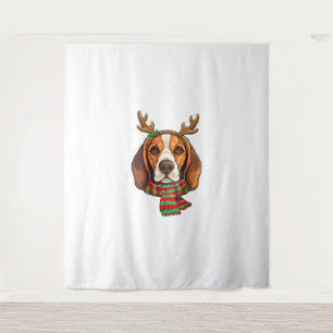 Tapete De Parede Beagle Dog Christmas Reindeer Santa Hat Engraçado