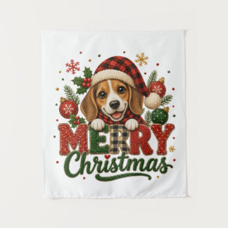 Tapete De Parede Beagle Fofo Feliz Natal
