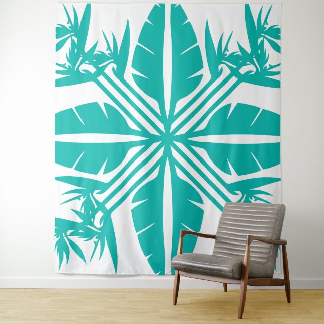 Tapete De Parede Beautiful Tropical Hawaiian quilt block tapestry (In Situ)