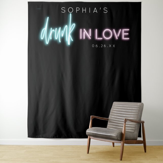 Tapete De Parede Bebado Neon Love Festa de solteira Backdrop (In Situ)