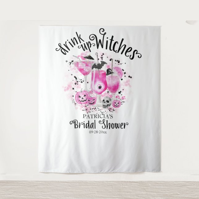 Tapete De Parede Bebam Bruxas Fundo de festa de noivado de Hallowee (Frente)