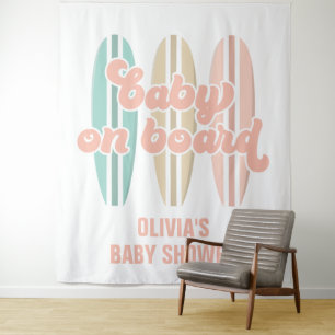 Tapete De Parede Bebê a Bordo Prancha de Surf Praia Baby Shower