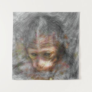 Tapete De Parede bebê animal artístico do macaco