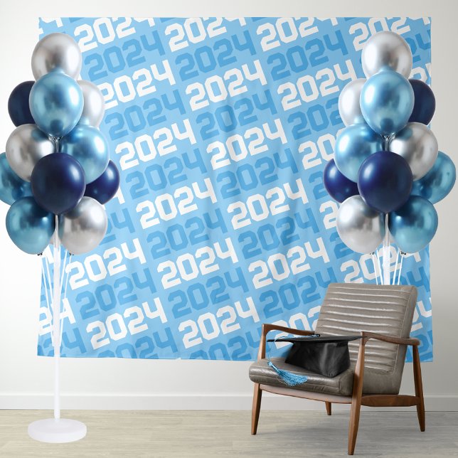 Tapete De Parede Bebê Blue & White Classe de QUALQUER Ano de Gradua (Baby Blue and White Class of ANY Year Repeating Background for Photo booths, backdrops and more!)