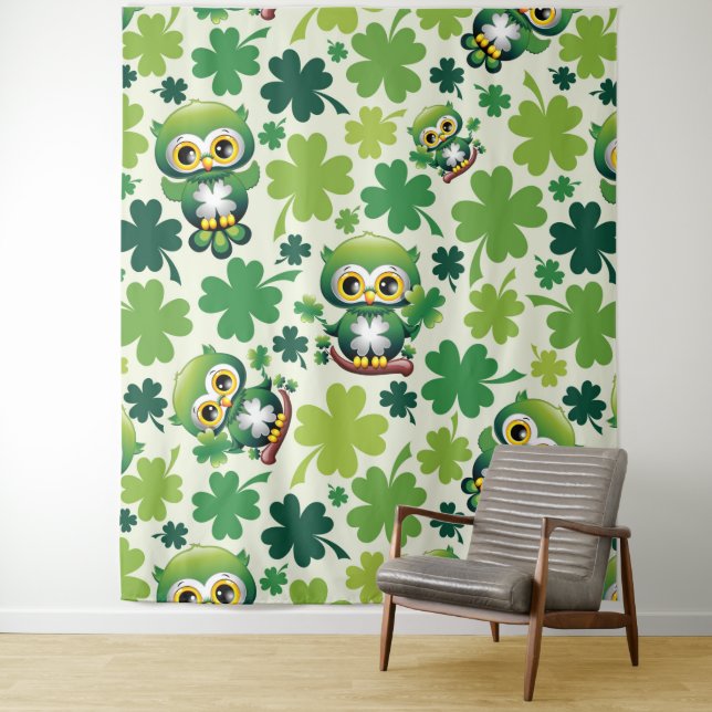 Tapete De Parede Bebê Coruja Fofo St Patrick Cartoon (In Situ)