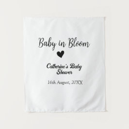 Tapete De Parede Bebê em flor chá de bebê simples coração preto dat