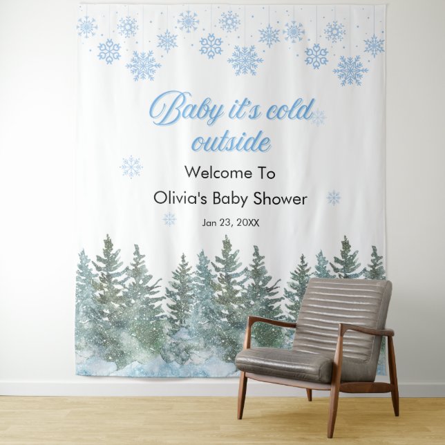 Tapete De Parede Bebê Está Frio Lá Fora Fundo de Chuveiro de Bebê d (In Situ)