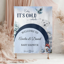 Tapete De Parede Bebê Frio Fora do Urso Inverno Chá de fraldas Mode