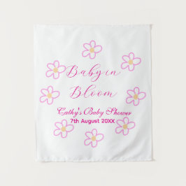 Tapete De Parede Bebê no chá de fraldas de flor rosa, simples elega