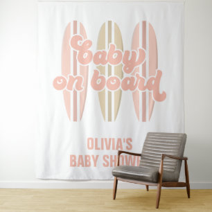 Tapete De Parede Bebê no Conselho Surfboard Beach Chá de fraldas