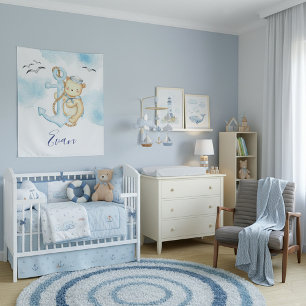 Tapete De Parede Bebê ursinho marinheiro fofo 