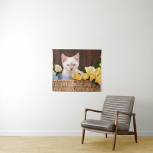 Tapete De Parede Bebês Mais Pobres Rosas de Kitten e Amarelo