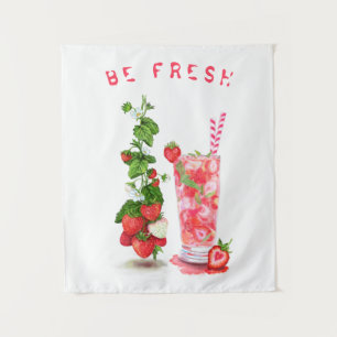 Tapete De Parede Bebida Legal com suco de morango fresco - Frutas d