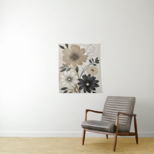 Tapete De Parede Beige Negrito e Floral Negra Floral Moderna Flor N