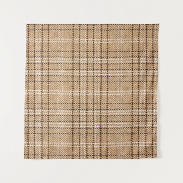 Tapete De Parede Beige Tartan: Clássica Xadrez Weave. (Frente)