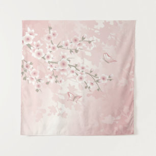 Tapete De Parede Beijo de Cerejeira Rosa Floral Vintage