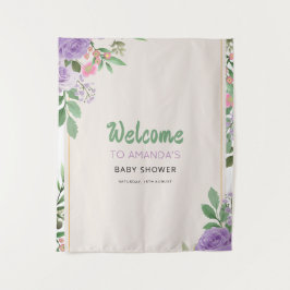 Tapete De Parede Beijos de Borboleta Flores Roxas Chás de Bebê