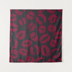 Tapete De Parede Beijos Lipstick: impressões vermelhas escuras