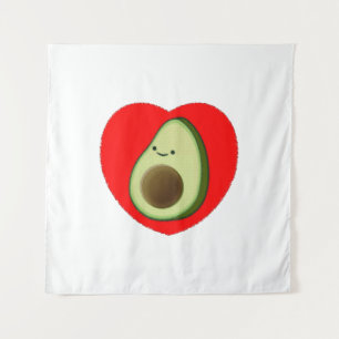 Tapete De Parede Bela Caricatura De Avocado No Coração Vermelho 