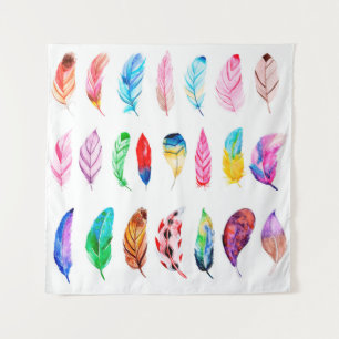 Tapete De Parede Bela Coleção de Penas de Aquarela