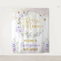 Bela Lua Estrelas Roxo Floral Bem-Vinda Menina Beb