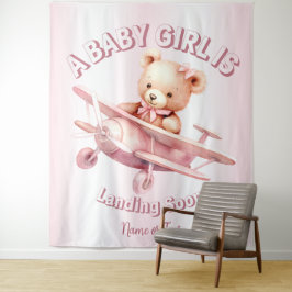 Tapete De Parede Bela Menina Bear Piloto Rosa Avião Rosa Bonito