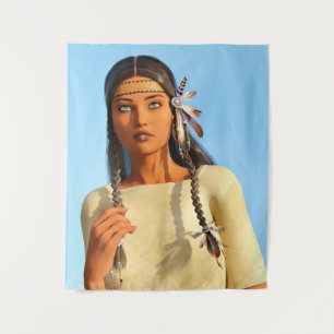Tapete De Parede Bela Mulher Nativa Americana Vestimenta Indígena