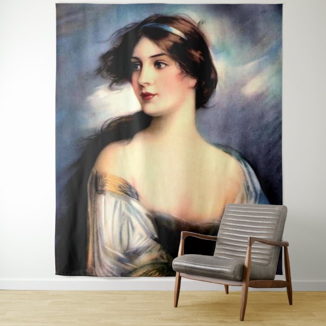 Tapete De Parede bela mulher vitoriana soprada pelo vento (In Situ)