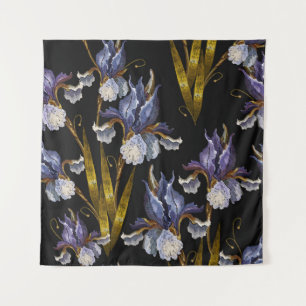 Tapete De Parede Bela primavera irises bordado sem costura
