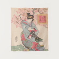 Beleza sob Cherry Blossoms Vintage Ukiyo-e
