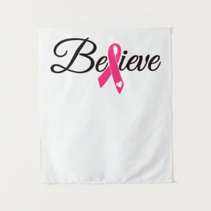 Tapete De Parede Believe Pink Ribbon Breast Cancer Awareness