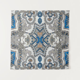 Tapete De Parede Belo arabesco branco e azul, padrão islâmico