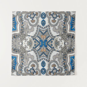 Tapete De Parede Belo arabesco branco e azul, padrão islâmico