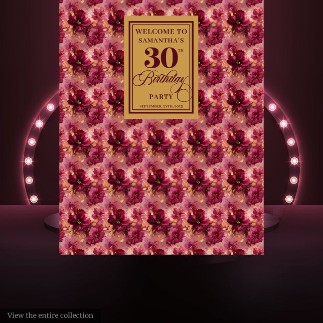 Tapete De Parede Belo Burgundy Blush Dourado Boho aniversário de 30 (Beautiful Burgundy Blush Gold Boho 30th Birthday Tapestry)