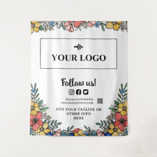Tapete De Parede Belo Floral Amarelo Seu Logotipo Código QR Fundo