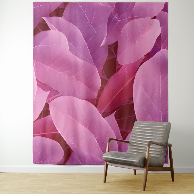 Tapete De Parede Belo Padrão de Folha Rosa (In Situ)